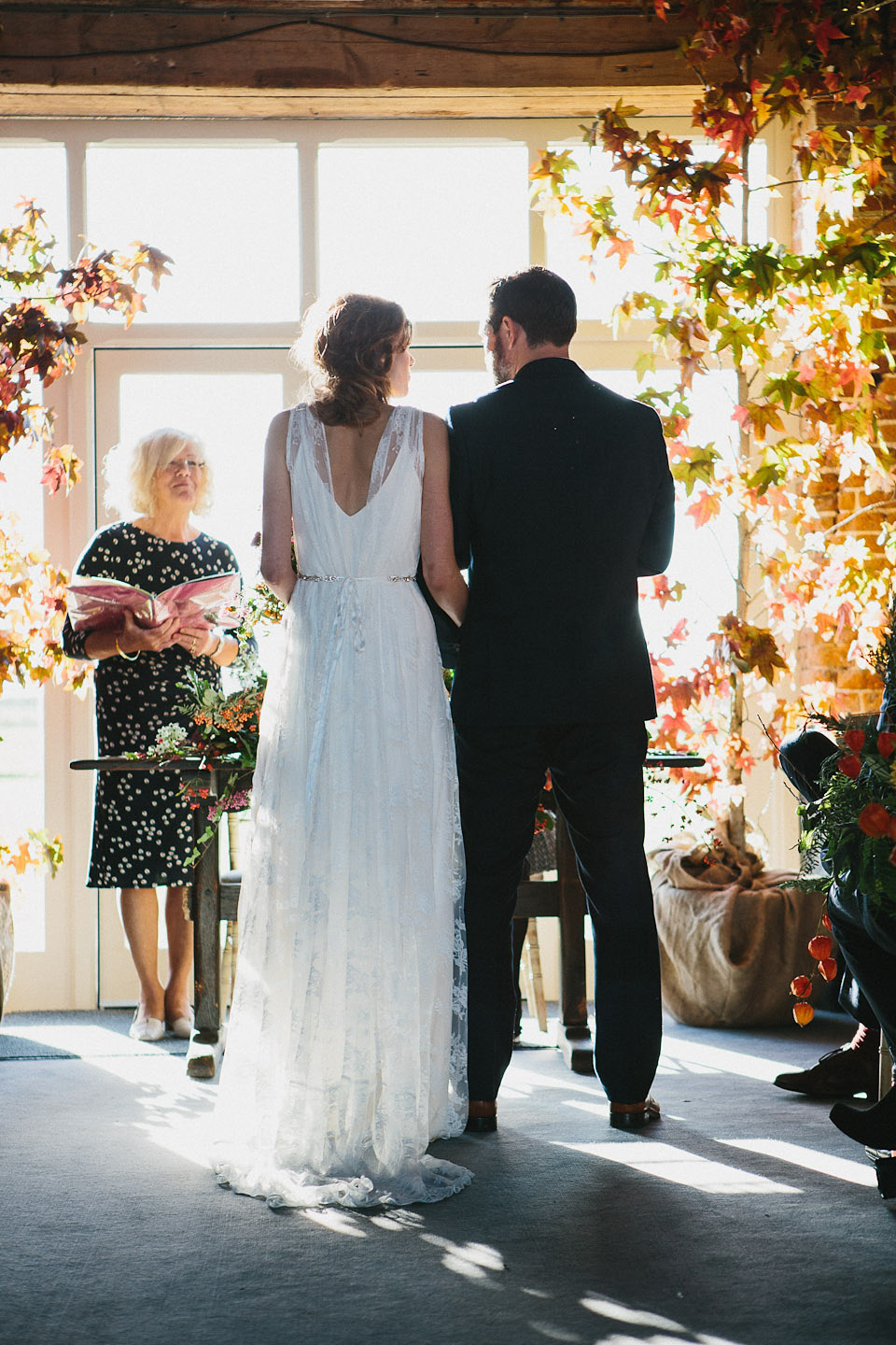 charlie brear wedding dress, godwick  hall norfolk, peach and jo photography, autumn weddings