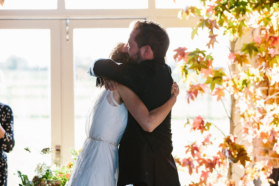 charlie brear wedding dress, godwick  hall norfolk, peach and jo photography, autumn weddings