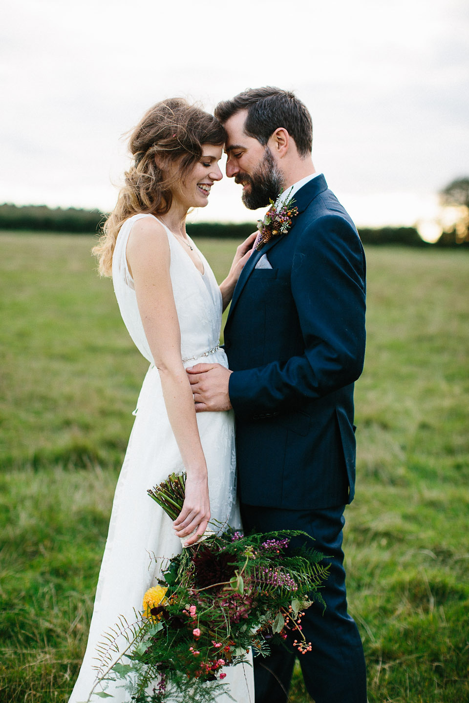 charlie brear wedding dress, godwick  hall norfolk, peach and jo photography, autumn weddings