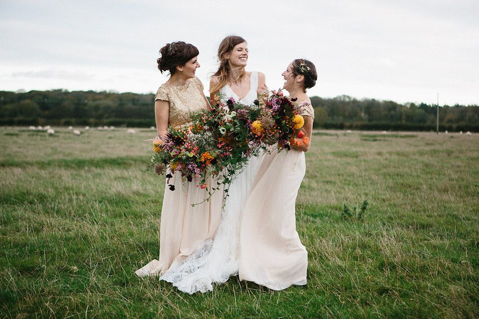 charlie brear wedding dress, godwick  hall norfolk, peach and jo photography, autumn weddings