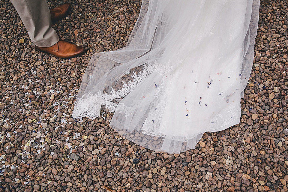 orange floral crown, brinkburn priory wedding