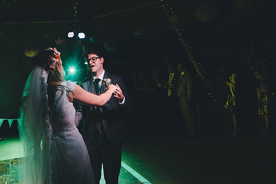 orange floral crown, brinkburn priory wedding