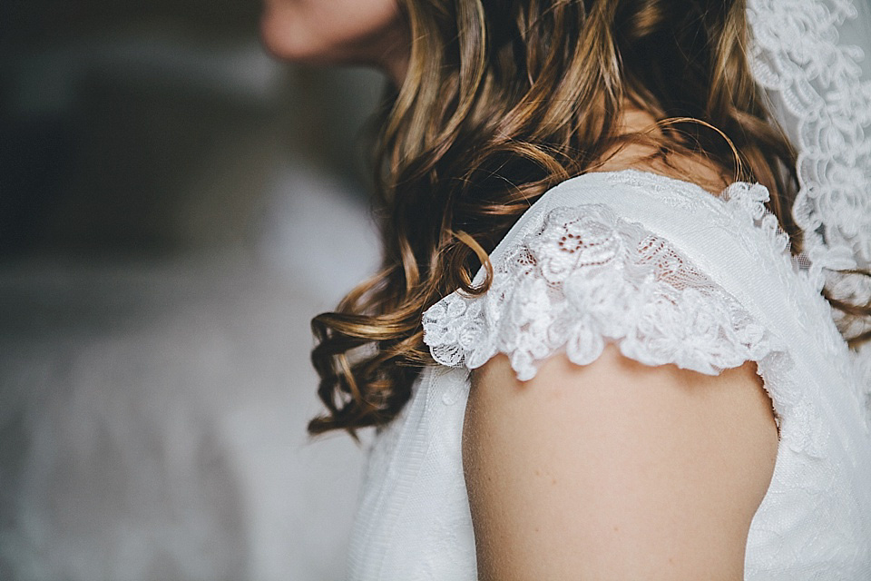 orange floral crown, brinkburn priory wedding