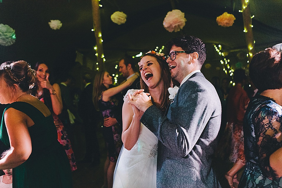 orange floral crown, brinkburn priory wedding