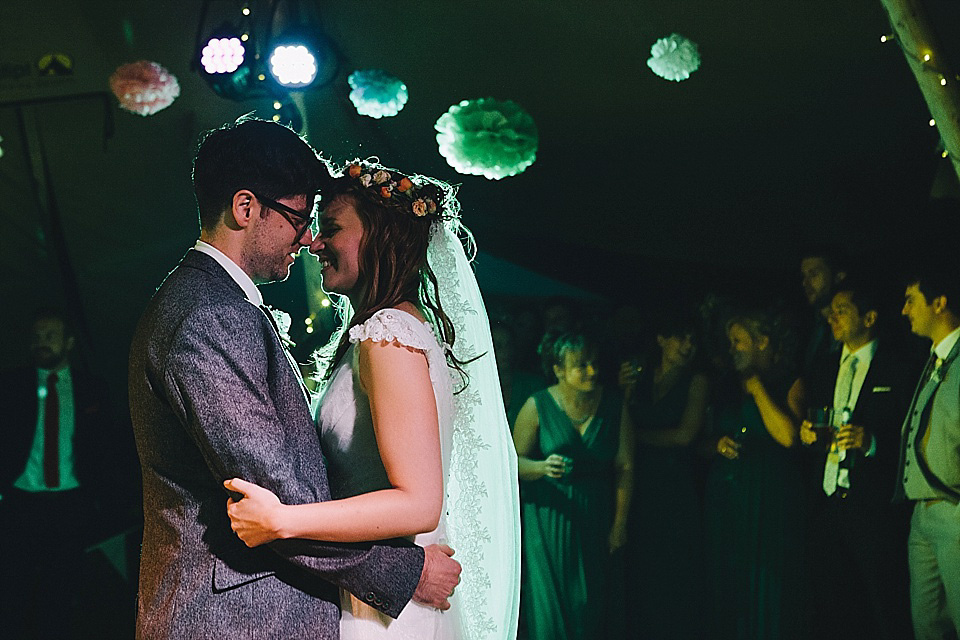 orange floral crown, brinkburn priory wedding