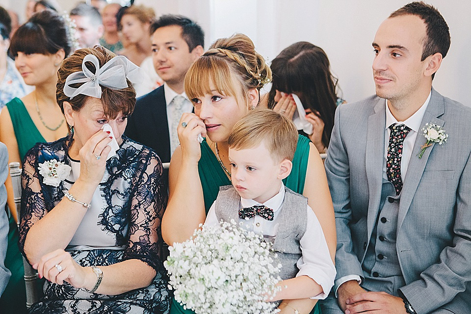 orange floral crown, brinkburn priory wedding