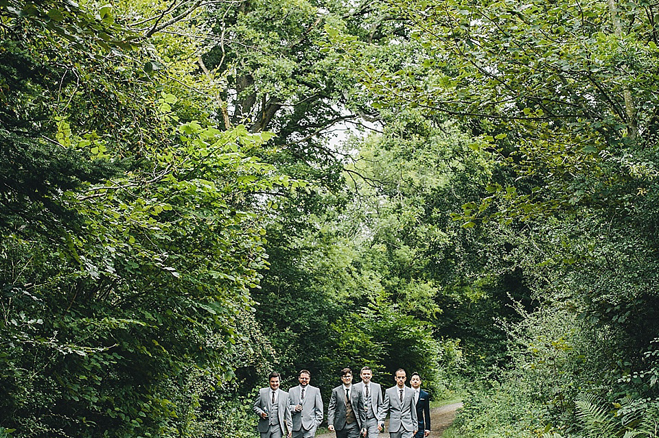 orange floral crown, brinkburn priory wedding