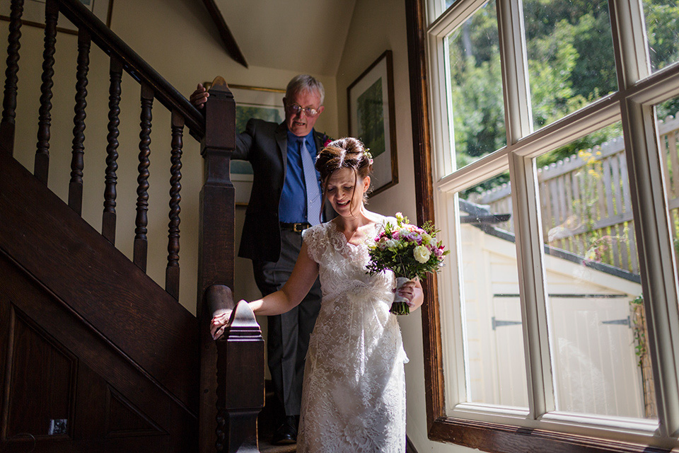 edwardian style wedding dress, sally lacock, whitstable wedding, catherine hill photography