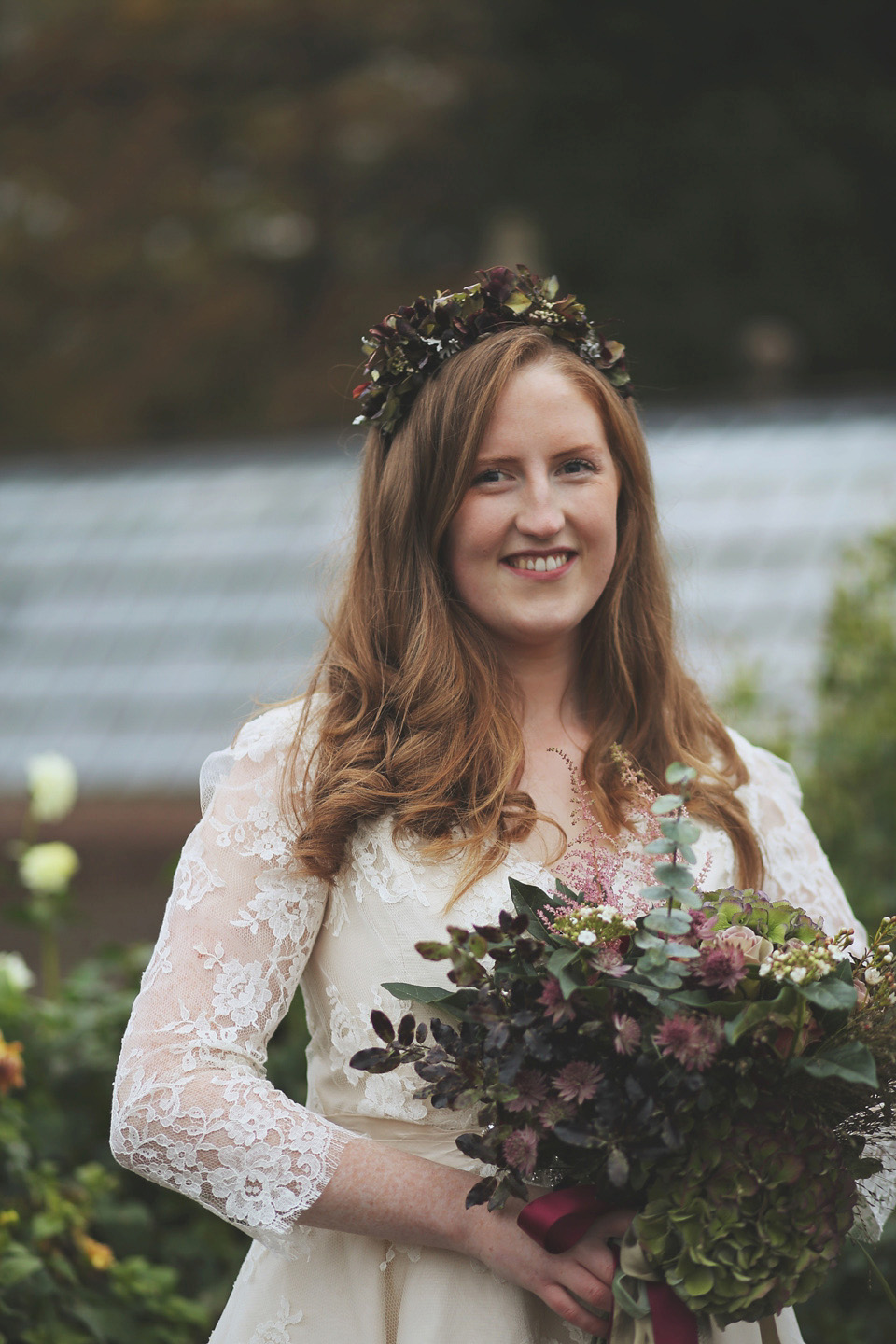 Lucy in Needle & Thread for her Autumn Wedding at Odo's Barn in Kent