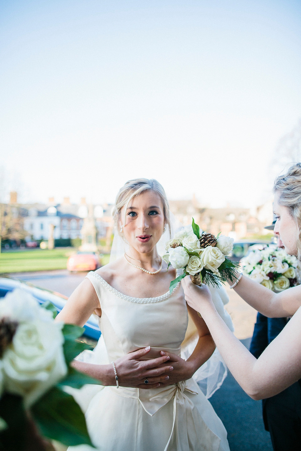 A bride wearing Alan Hannah for her Glouceste Cathedral winter wedding. Photography by Ruth Atkinson. alan hannah wedding dress, gloucester cathedral wedding, ruth atkinson photogarphy, winter wedding