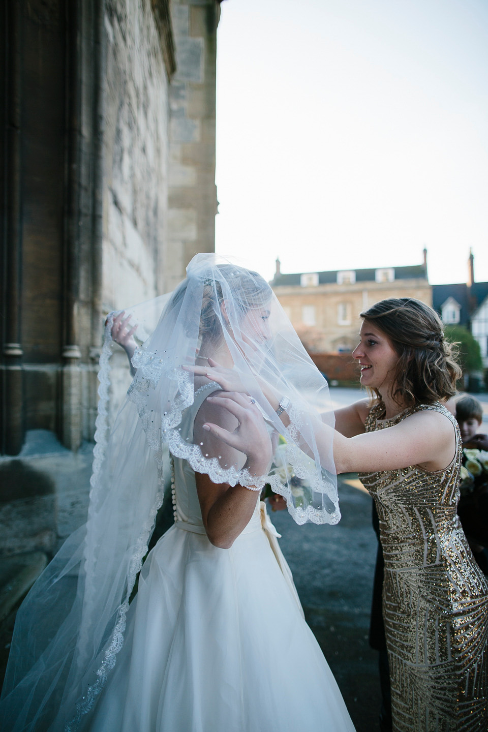 A bride wearing Alan Hannah for her Glouceste Cathedral winter wedding. Photography by Ruth Atkinson. alan hannah wedding dress, gloucester cathedral wedding, ruth atkinson photogarphy, winter wedding