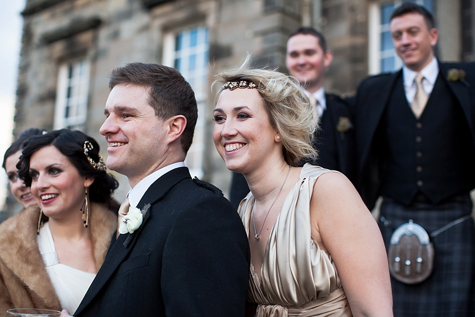 amanda wakeley, Hopetoun House near Edinburgh, nikki leadbetter photography, black and gold wedding