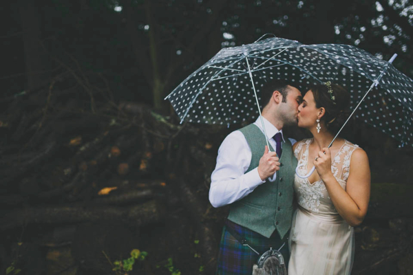 A Catherine Deane Gown for a Peach and Coral Rainy Day Summer Barn Wedding