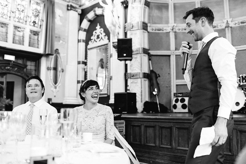 debs ivelja photography, The Old Finsbury Town Hall in Clerkenwell, London, london weddings, 1950s vintage wedding dress