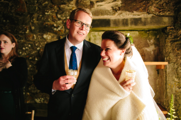 Wildflowers and Vintage Kimono Silk Shoes for Cornish Coastline Wedding