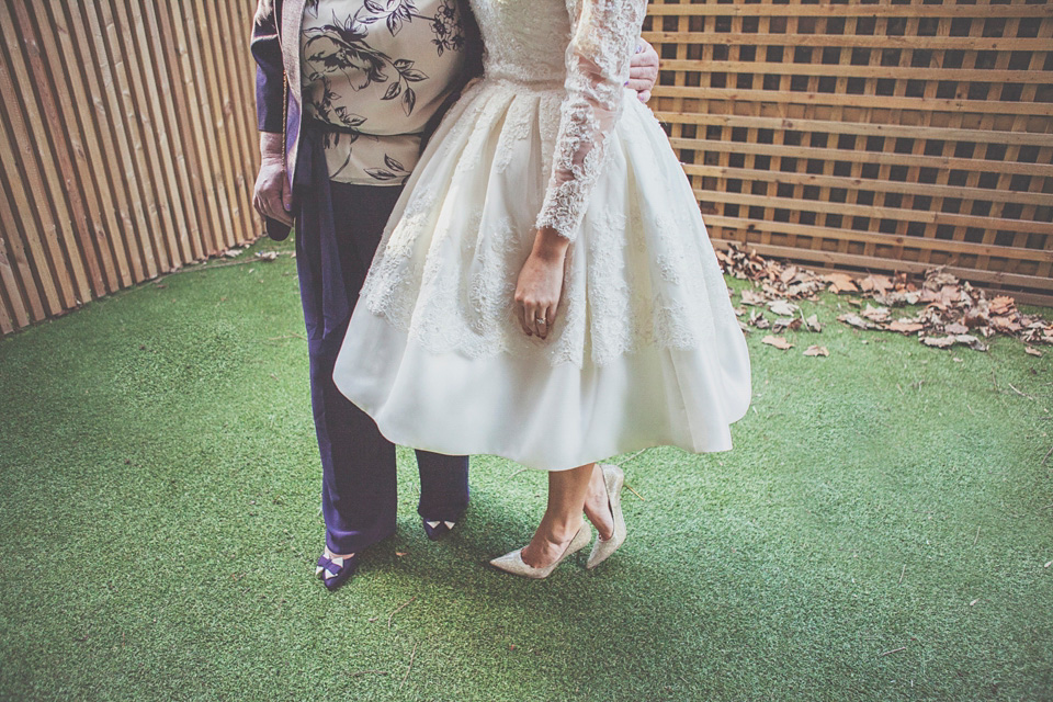 on love and photography, winter wedding, london pub wedding, 50's wedding dress