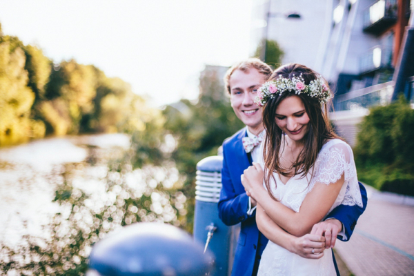 An Edwardian Inspired Gown and Floral Crown for a Relaxed City Wedding