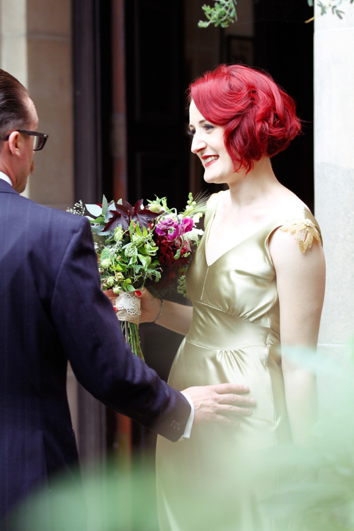 gold wedding dress, kate beaumont wedding dress, walcott hall, milly colley photography