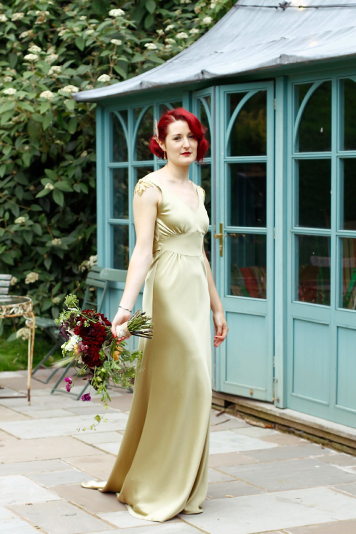 gold wedding dress, kate beaumont wedding dress, walcott hall, milly colley photography