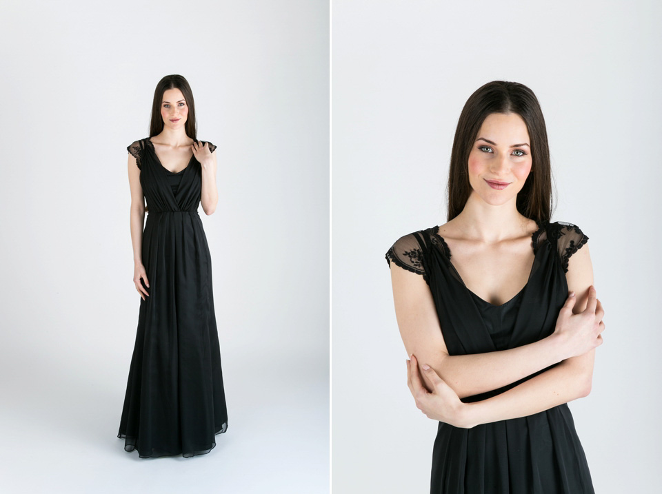 maids to measure, black bridesmaids dresses