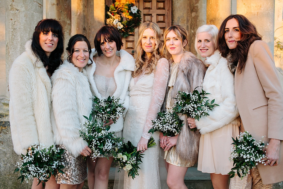 joanna brown photography, elmore court, gloucester weddings, david fielden wedding dress, gold weddings, winter weddings