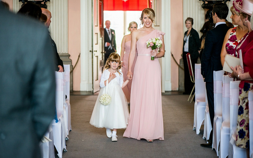 pink wedding, dessy bridesmaids, ragley hall weddings, pronovias