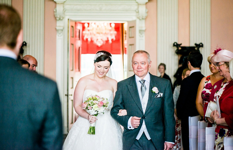 pink wedding, dessy bridesmaids, ragley hall weddings, pronovias