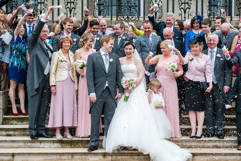 pink wedding, dessy bridesmaids, ragley hall weddings, pronovias