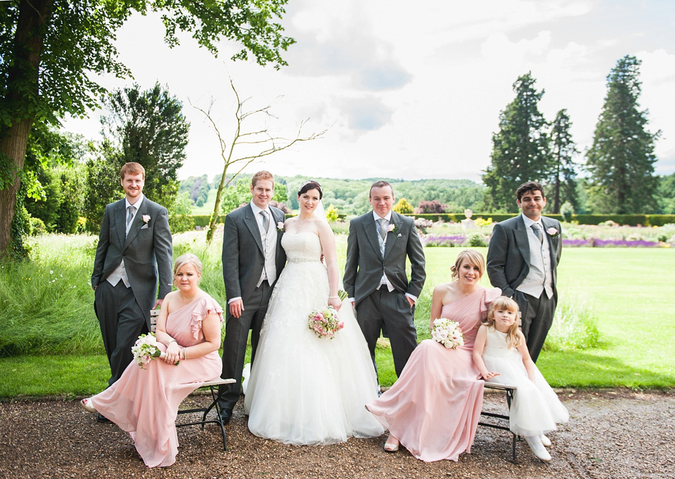 pink wedding, dessy bridesmaids, ragley hall weddings, pronovias