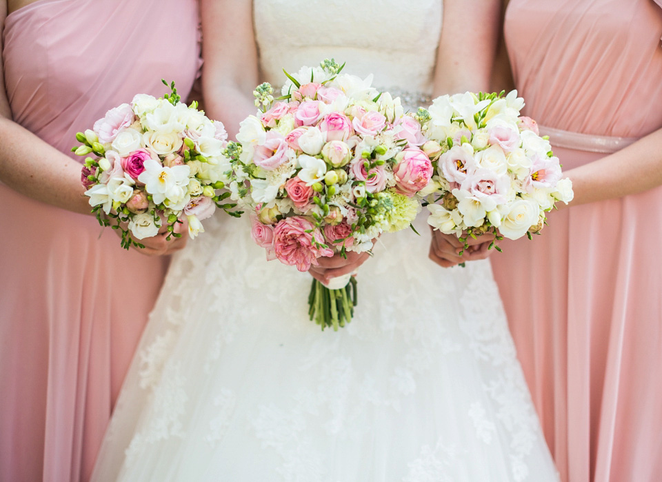 pink wedding, dessy bridesmaids, ragley hall weddings, pronovias