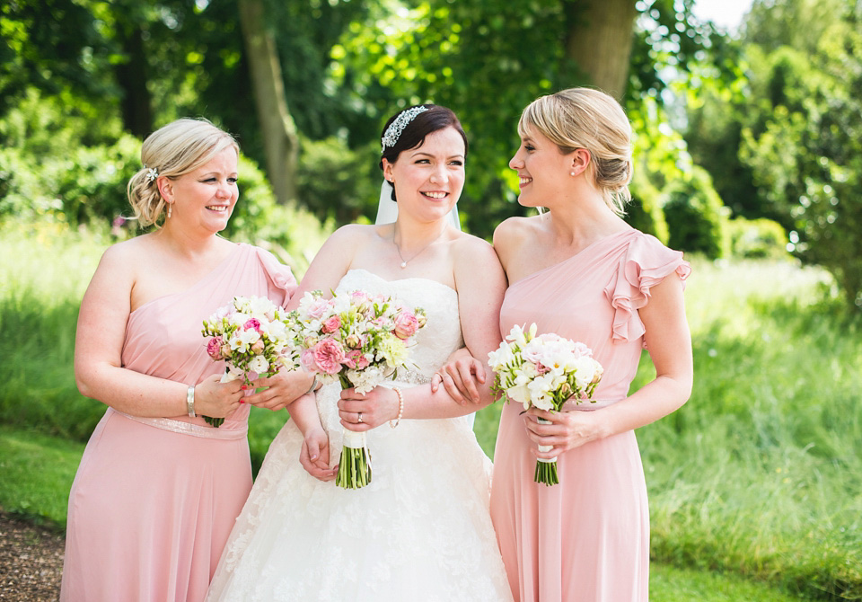 pink wedding, dessy bridesmaids, ragley hall weddings, pronovias