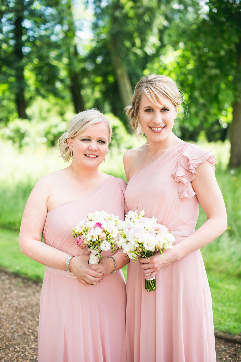 pink wedding, dessy bridesmaids, ragley hall weddings, pronovias