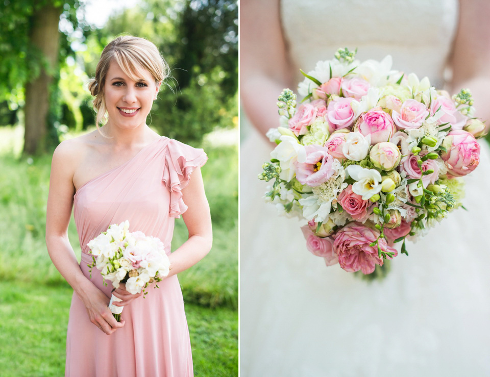 pink wedding, dessy bridesmaids, ragley hall weddings, pronovias