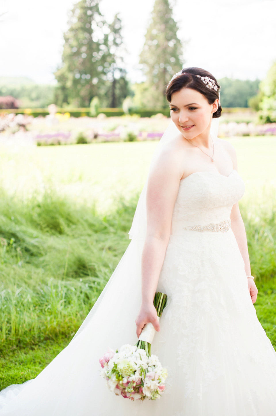 pink wedding, dessy bridesmaids, ragley hall weddings, pronovias