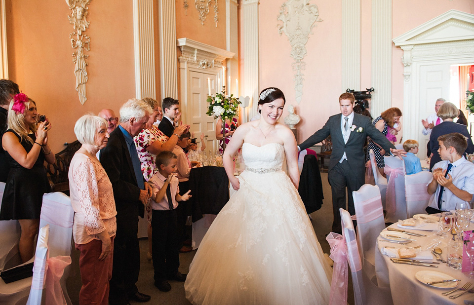 pink wedding, dessy bridesmaids, ragley hall weddings, pronovias