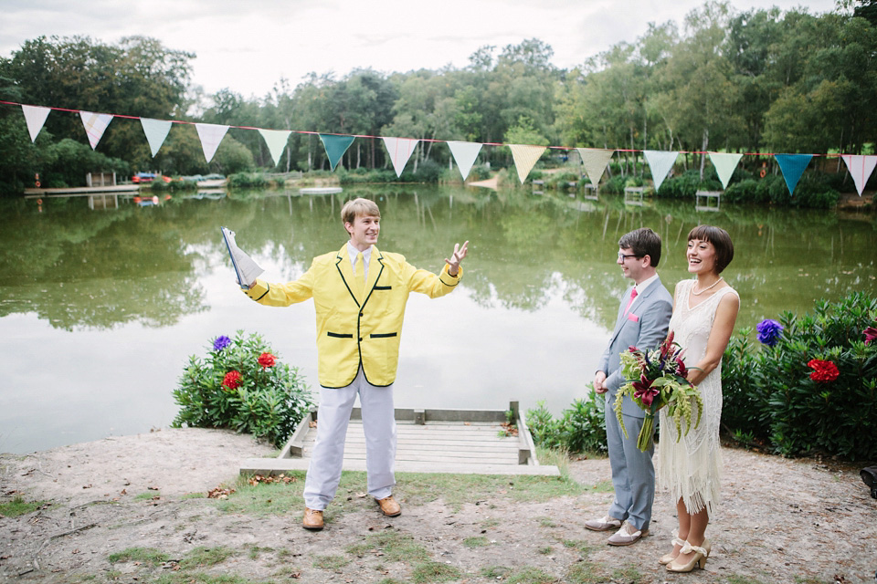 1920s wedding dress, joanna brown photography, lakeside wedding, outdoor weddings, quirky weddings, eccentric weddings