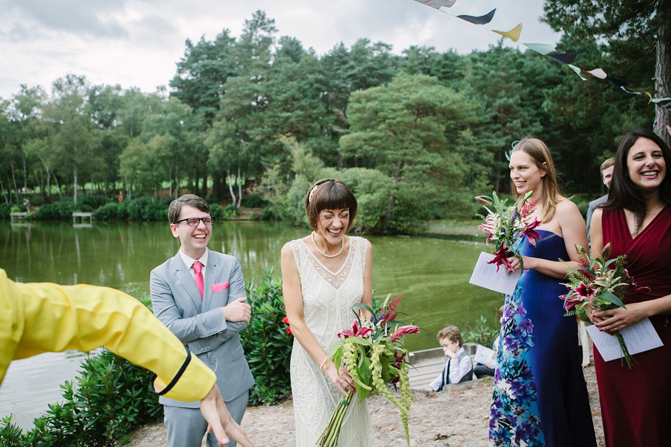 1920s wedding dress, joanna brown photography, lakeside wedding, outdoor weddings, quirky weddings, eccentric weddings