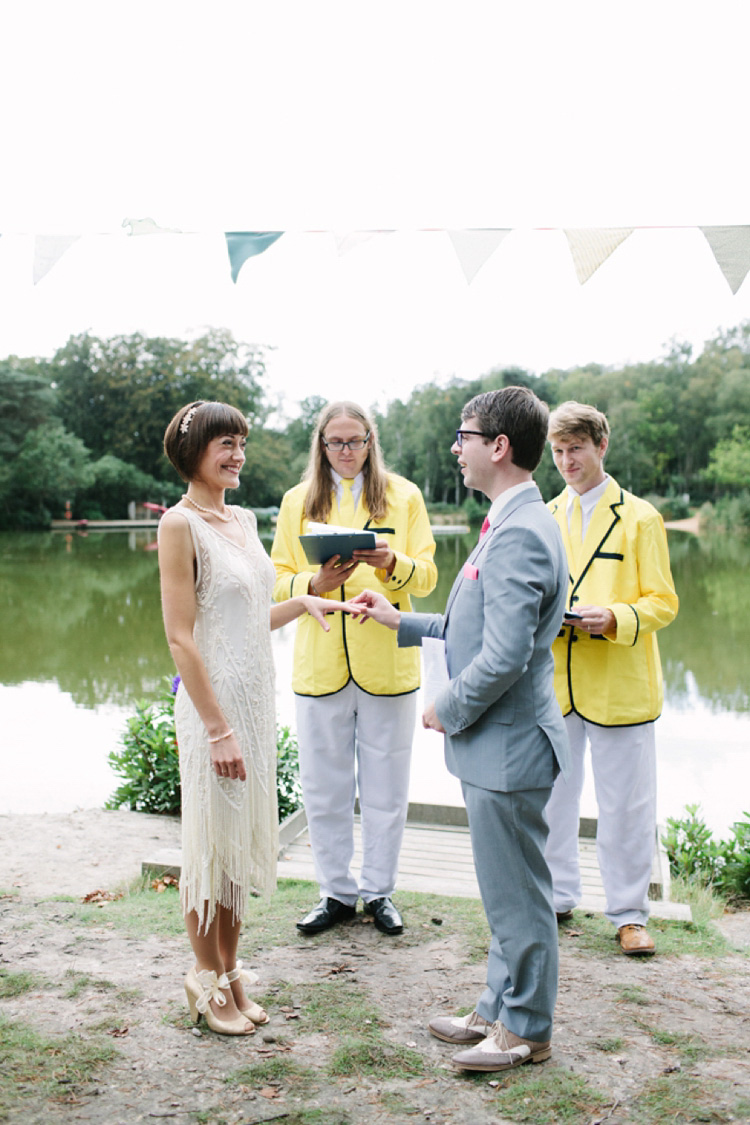 1920s wedding dress, joanna brown photography, lakeside wedding, outdoor weddings, quirky weddings, eccentric weddings