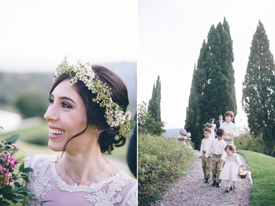 rustic italian wedding, tuscany wedding, temerpely london wedding dress, leila scarfiotti photography