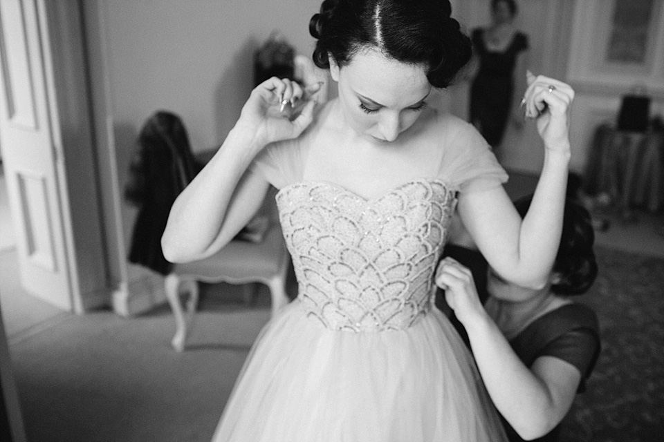 joanna brown photography, gold tulle, 1940s vintage wedding, 1950s vintage wedding, fur coat no knickers