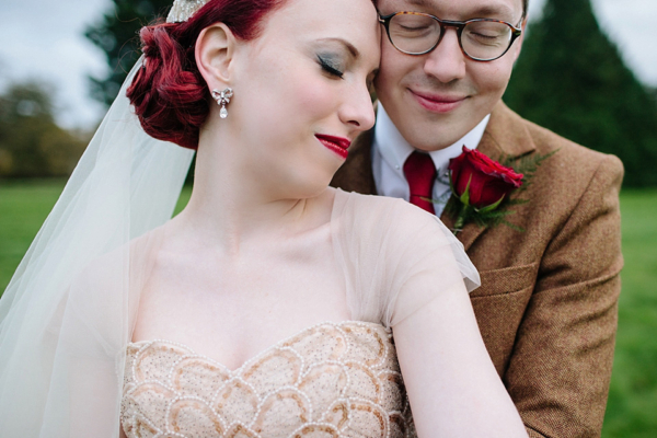 A Gold Tulle Gown for a 40s and 50s Vintage Inspired Wedding