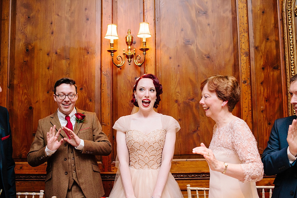 joanna brown photography, gold tulle, 1940s vintage wedding, 1950s vintage wedding, fur coat no knickers