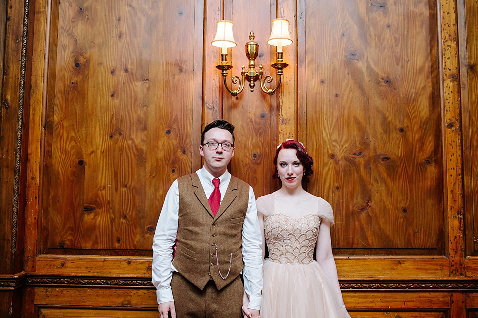 joanna brown photography, gold tulle, 1940s vintage wedding, 1950s vintage wedding, fur coat no knickers