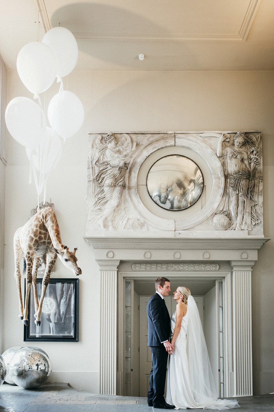 delphine manivet wedding dress, laura babb photography, aynhoe park wedding venue, quirky wedding venue