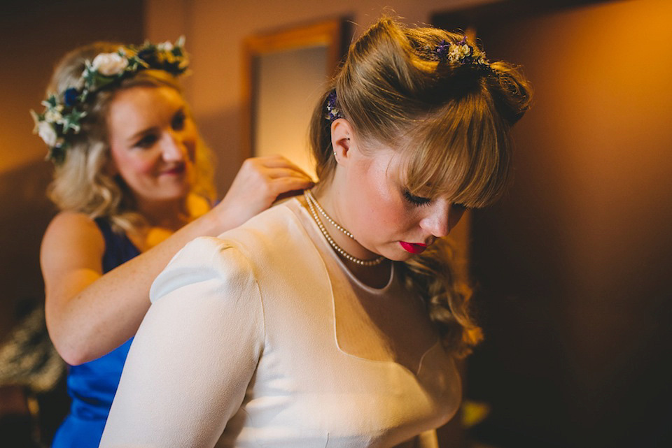 1940s vintage wedding dress, modern vintage wedding, becky ryan photography, victory rolls