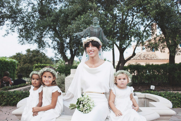 Charlotte Olympia Shoes and a Slinky Gown for a Stylish, Spanish Courtyard Wedding