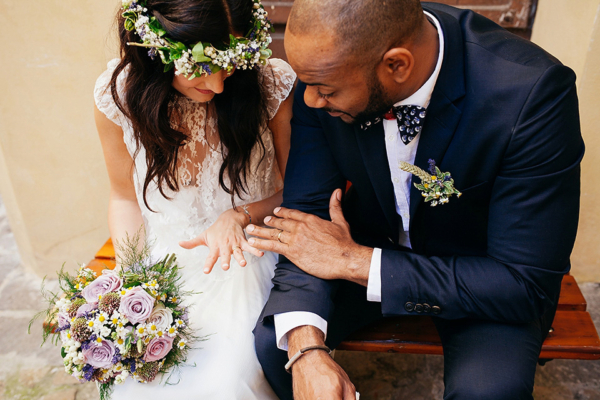 A Rime Arodaky Gown for a Bohemian Bride and Her Italian Abbey Wedding