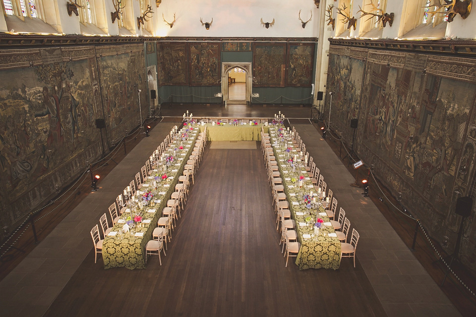 A regally elegant Hampton Court Palace wedding, with a bride wearing Justin Alexander and her bridesmaids in cobalt blue Ghost dresses. Photography by Nick Rose. hampton court palace wedding, justin alexander wedding dress, cobalt blue bridesmaid dresses, regal wedding