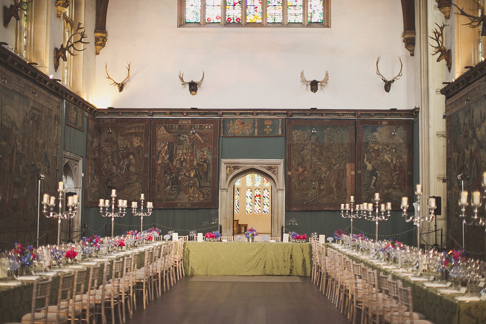A regally elegant Hampton Court Palace wedding, with a bride wearing Justin Alexander and her bridesmaids in cobalt blue Ghost dresses. Photography by Nick Rose. hampton court palace wedding, justin alexander wedding dress, cobalt blue bridesmaid dresses, regal wedding