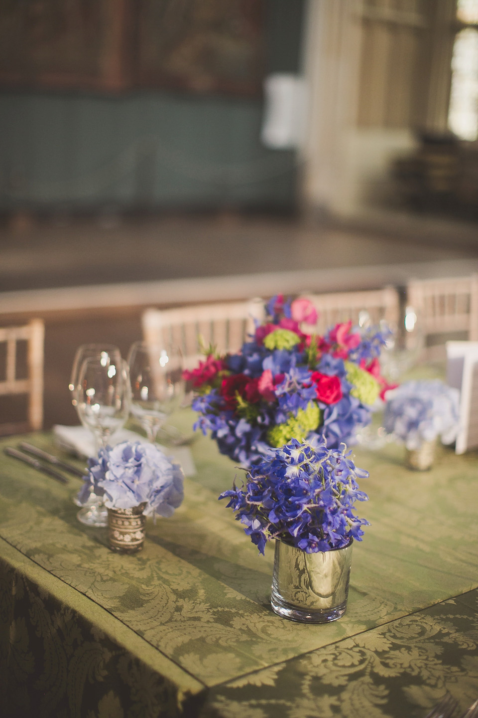 A regally elegant Hampton Court Palace wedding, with a bride wearing Justin Alexander and her bridesmaids in cobalt blue Ghost dresses. Photography by Nick Rose. hampton court palace wedding, justin alexander wedding dress, cobalt blue bridesmaid dresses, regal wedding
